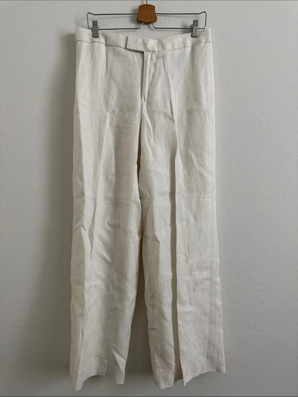 Banana Republic Cream Wide-Leg Linen Chinos Sz 10